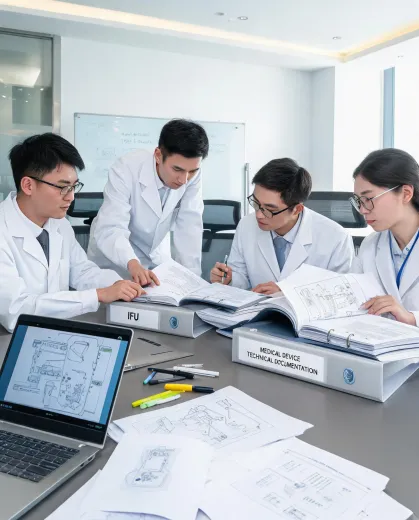 Regulatory affairs team in lab coats